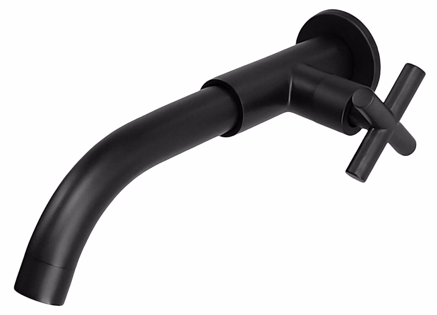 Rubinetto per acqua fredda, 23 cm, da montare a parete, attacco G1/2 in ottone, girevole a 360 gradi, colore nero, per bagno