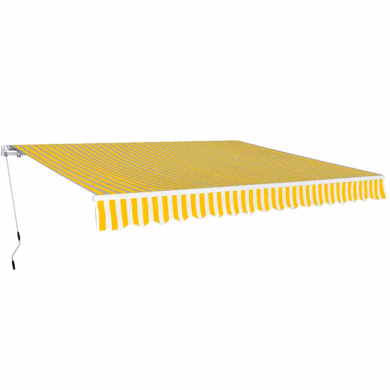 vidaXL Tenda da Sole Pieghevole Manuale con Manovella in Alluminio e Poliestere, Giallo/Bianco, L: 400 cm