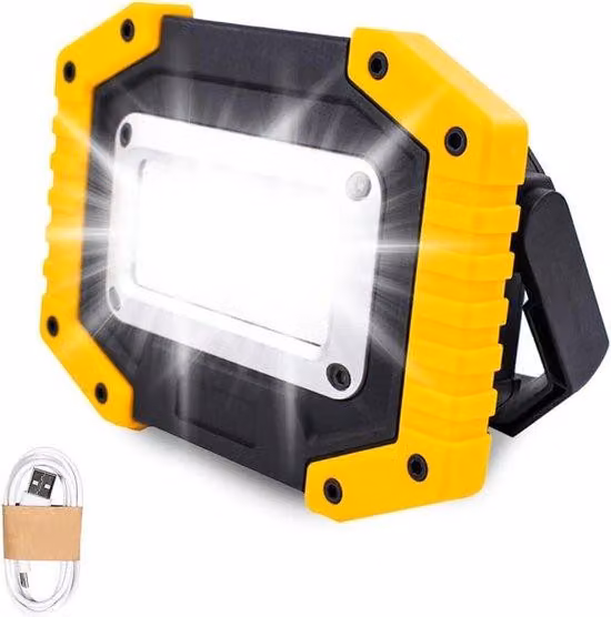 Lampada COB da 30 W ricaricabile, impermeabile, con ricarica USB, ideale per giardino, garage e campeggio