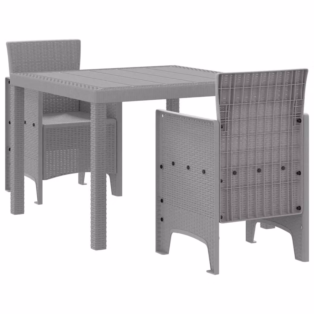 Set di 3 sedie in polyrattan grigio chiaro vidaXL per giardino e terrazzo – 2