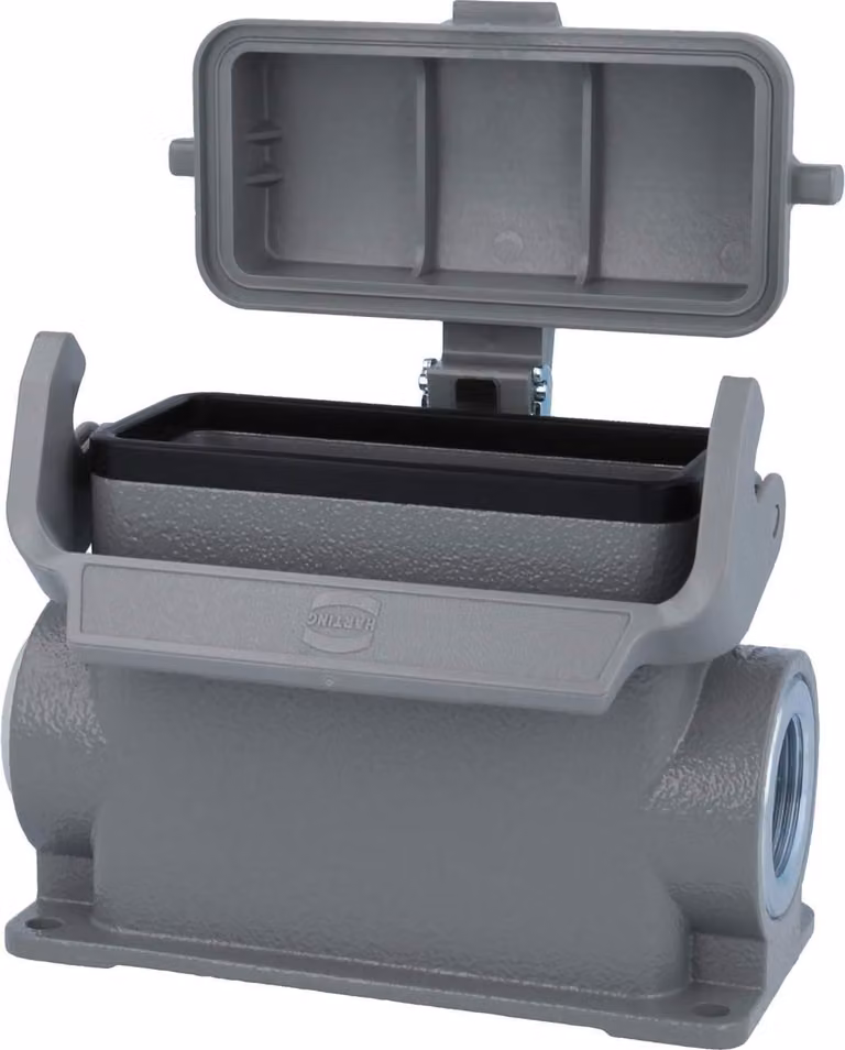 HARTING Han 16B Alloggiamento base alto, 1xM25 uscita cavo laterale, con 1 staffa longitudinale con cappuccio protettivo in plastica - 1 pezzo
