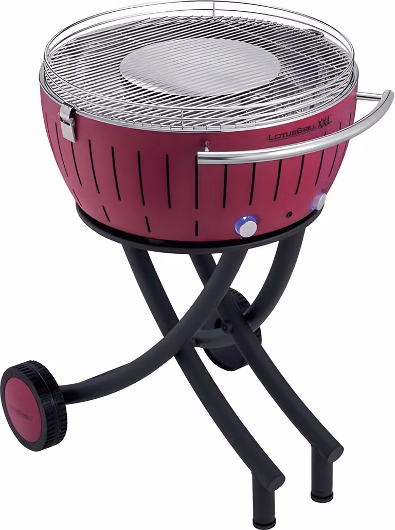 LotusGrill XXL (G600) barbecue da giardino da 21,8 kg, viola prugna con connessione USB