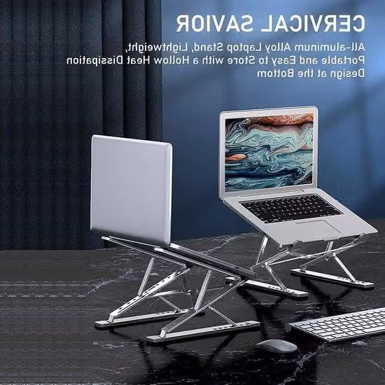 Regolatore di altezza in alluminio a 6 livelli per notebook da 38 cm