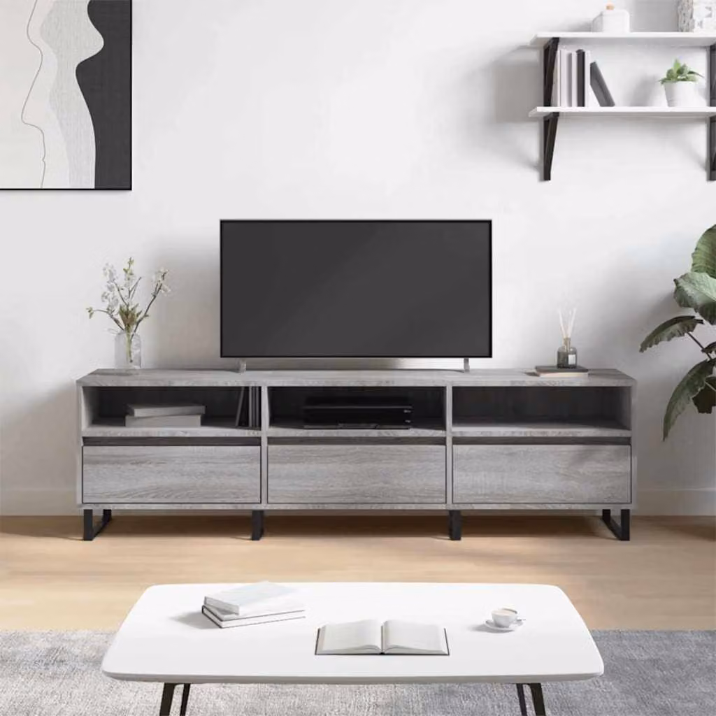 Mobile Porta TV vidaXL Moderno in Legno e Metallo Grigio, L 150 cm x P 30 cm x H 44,5 cm