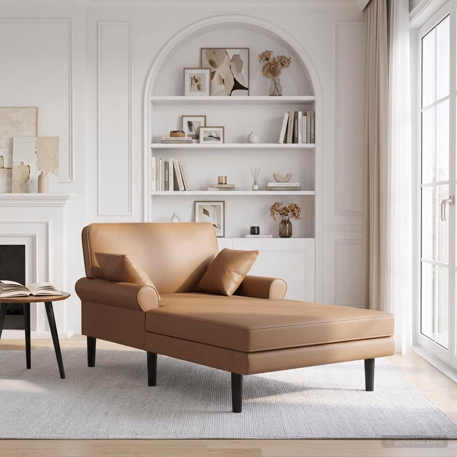 vidaXL Chaise longue moderna in similpelle beige e marrone con cuscini inclusi L/P/H: 174 x 106 x 86 cm