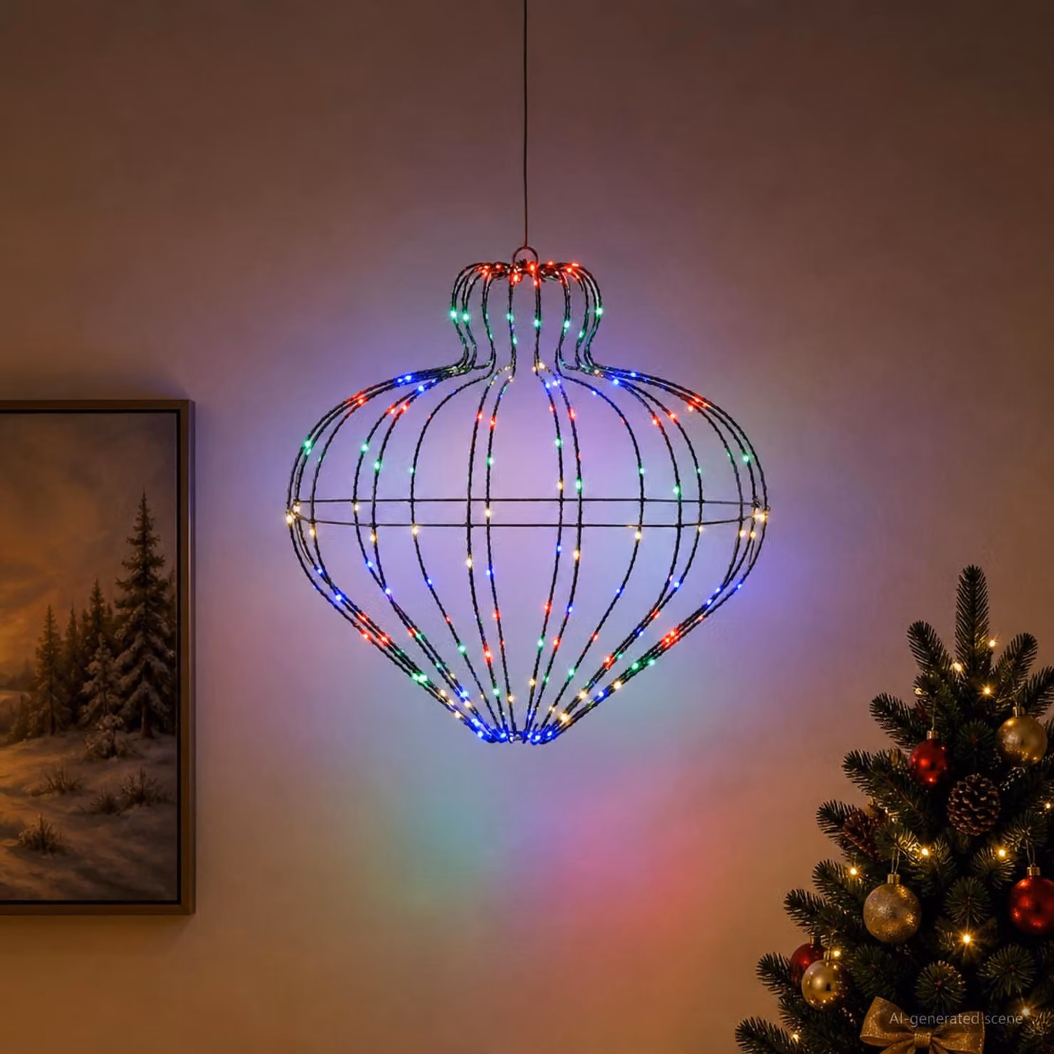 vidaXL Luce a punta di Natale 192 LED Multicolore Ø 45 x 40 cm