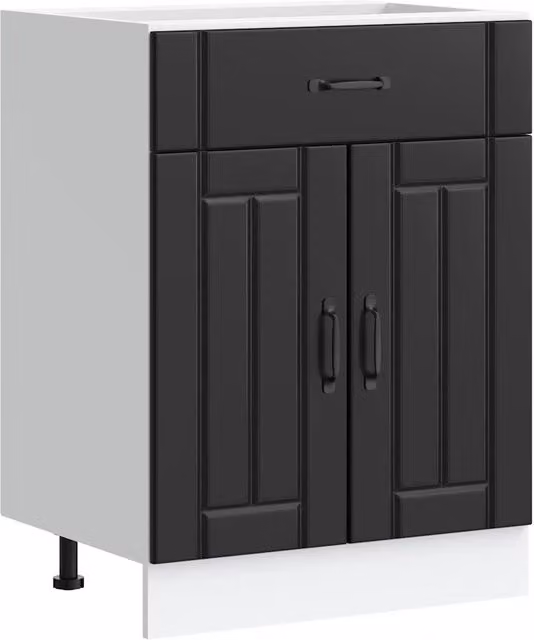 Base da cucina Lucca nera in legno multistrato con ante a battente e finitura opaca L/P/H: 60 x 46 x 81,5 cm