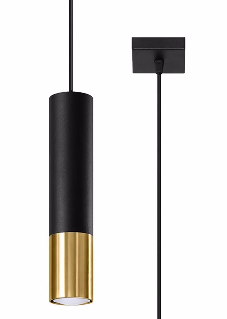 Lampada a sospensione LOOPEZ 1 nero/oro 1xGU10 10W acciaio 100x8x8cm Sollux Lighting
