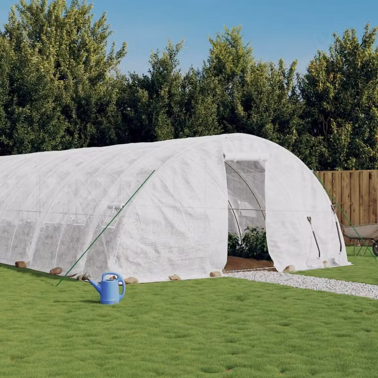 The Living Store Serra con struttura in acciaio bianca 80 m² 16x5x2,3 m