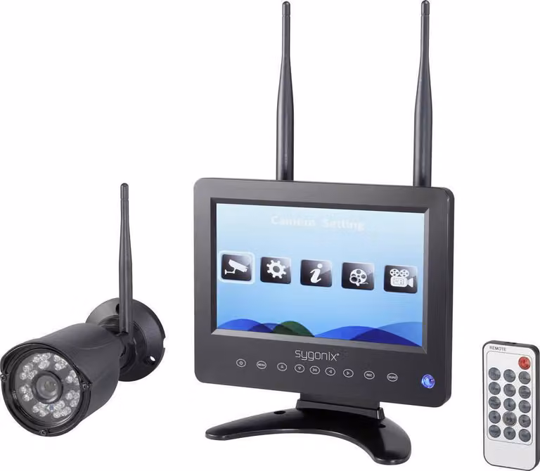 Sygonix SY-4548736 Set di telecamere di sorveglianza wireless a 4 canali con 1 telecamera 1280 x 720 pixel a 2,4 GHz (SY-4548736)