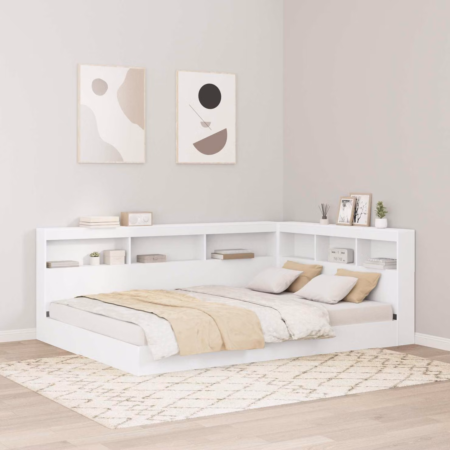 Maison Exclusive - Letto contenitore con libreria, bianco, 140 x 200 cm, realizzato in legno composito
