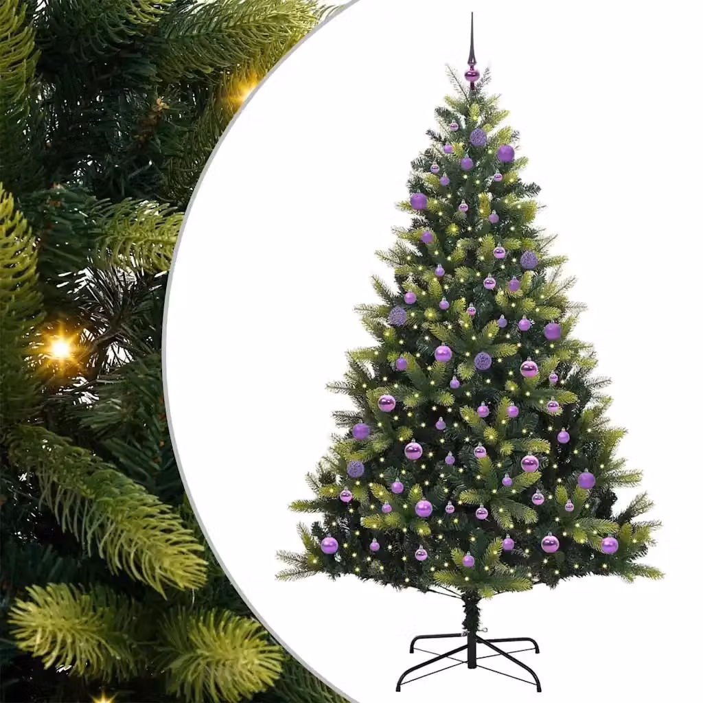 Albero di Natale Artificiale a Cerniera vidaXL Verde con 300 LED Bianco Caldo – 2
