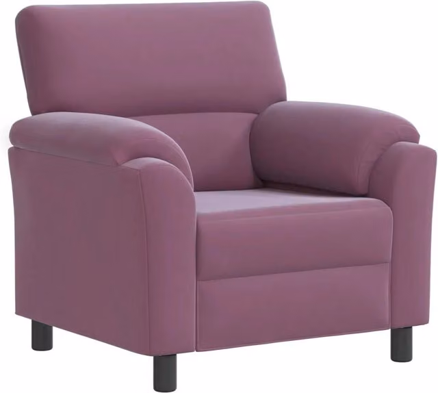 Divano moderno vidaXL in velluto viola con struttura in metallo e braccioli L/P/H: 94 x 85 x 93 cm