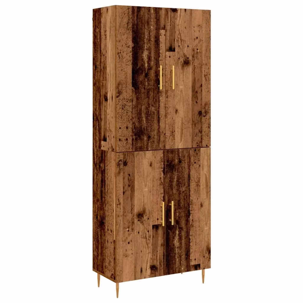 Credenza moderna vidaXL in legno ingegnerizzato marrone e oro con design astratto, L: 69,5 cm, P: 34 cm, H: 180 cm – 2