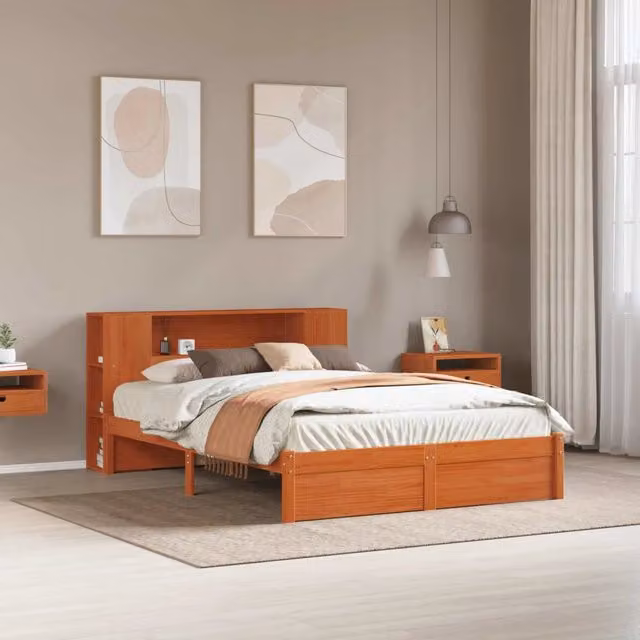 Struttura del letto con testiera contenitore Marrone cerato 3423794