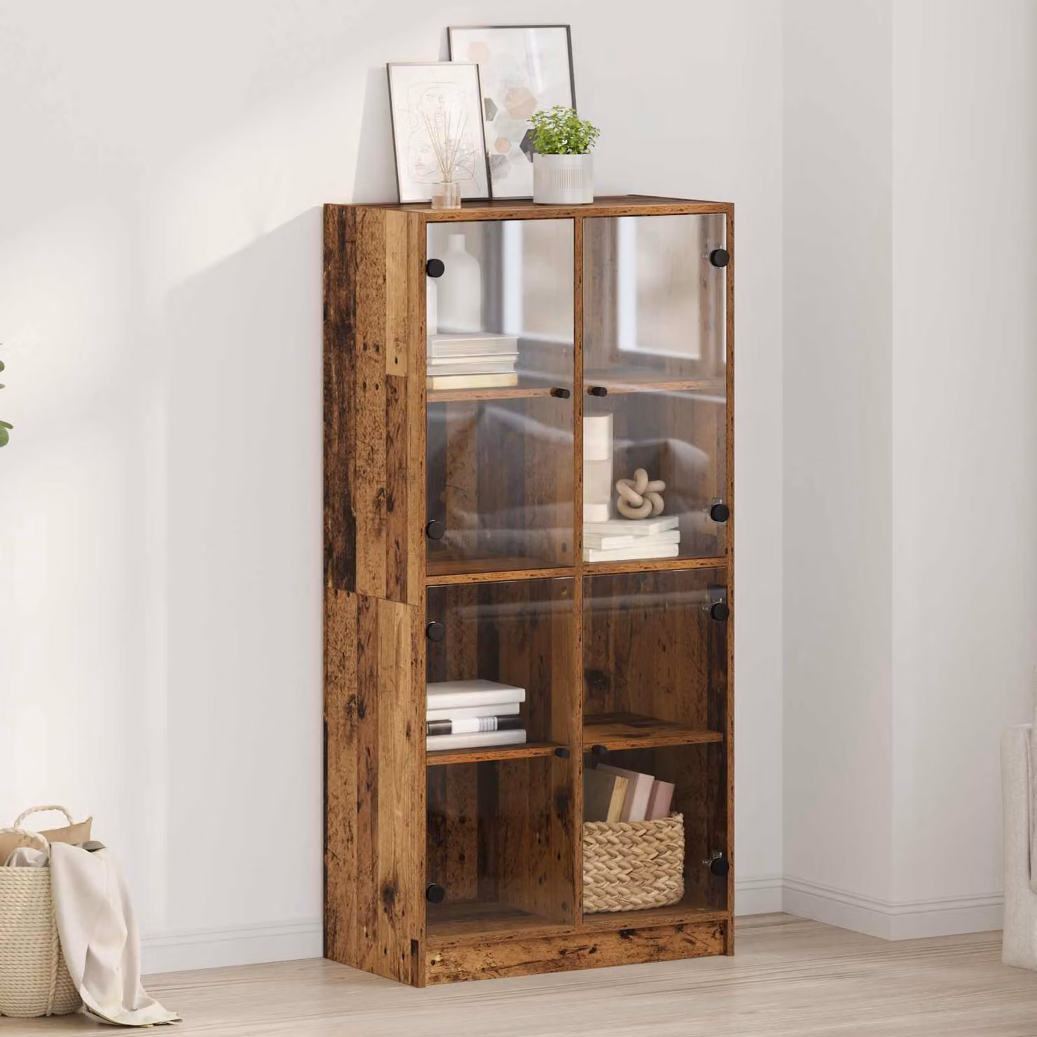 vidaXL Credenza in Legno e Metallo Stile Moderno Colore Marrone L: 68 cm, P: 37 cm, H: 142 cm – 1