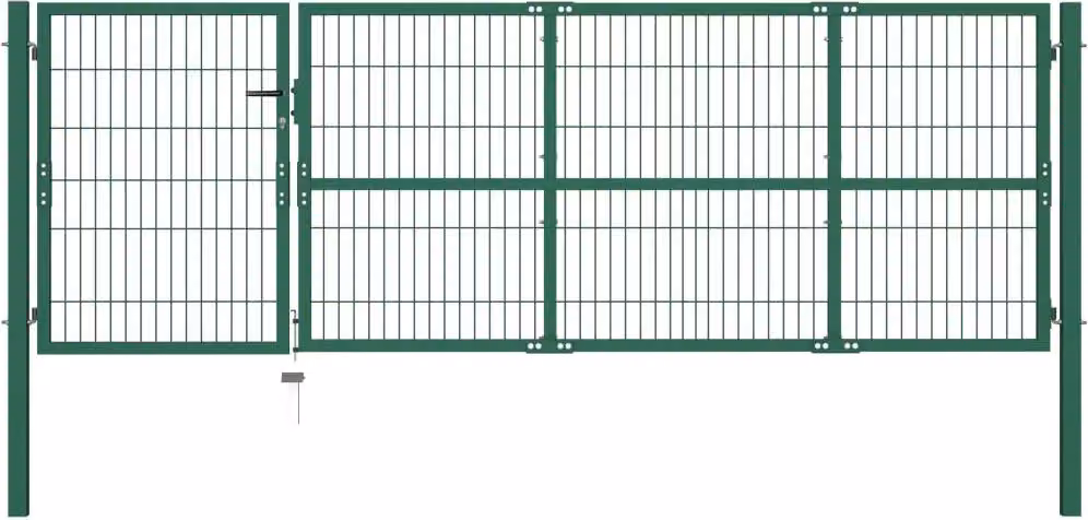 Maison Exclusive - Cancello per Recinzione da Giardino con Pali 350x100 cm in Acciaio Verde