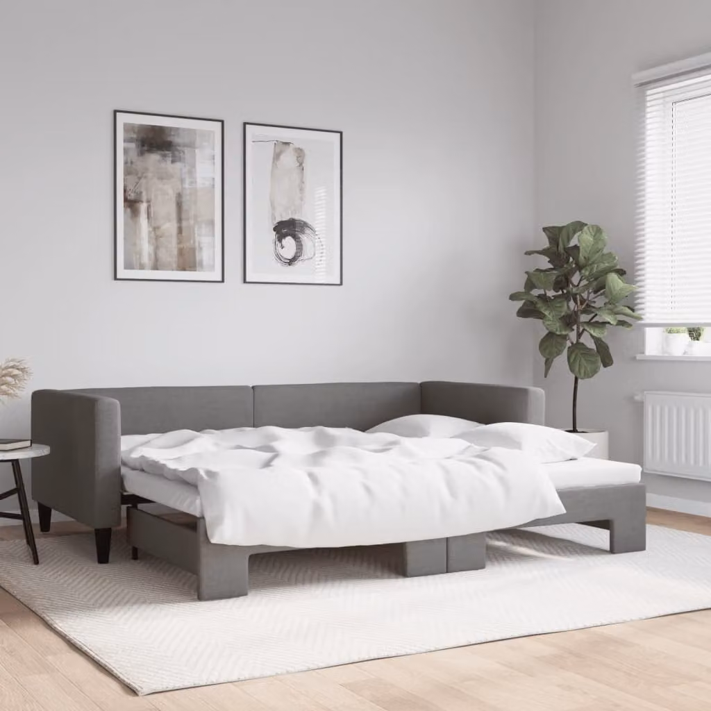 vidaXL Divano Letto Estrattibile Moderno in Tessuto Grigio L/P/H: 100 x 190 cm