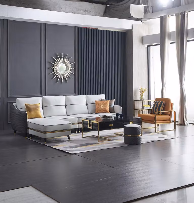 Wohnlandschaft Ecksofa L-Form Sessel Set Garnitur Modern Sofa Leder Sitz Ecke