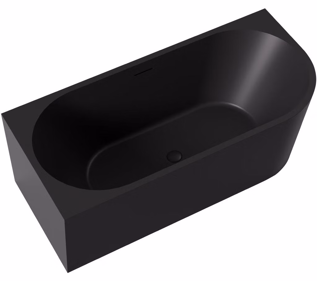 CERANO - Vasca da bagno freestanding in acrilico Bianco, versione sinistra - nero opaco - 170x79 cm