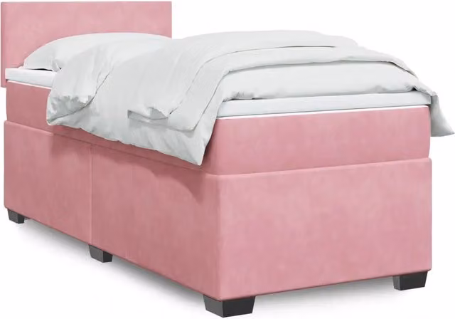 Giroletto a Molle con Materasso Rosa 90x200 cm in Velluto 3288509