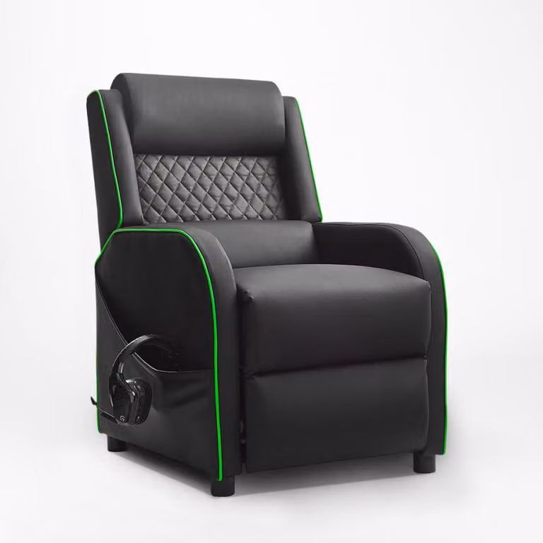 Sedia da gioco regolabile con poggiapiedi in Pelle finta Challenge - verde scuro