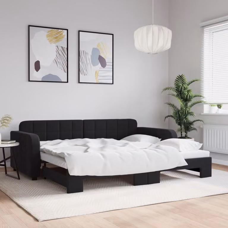 vidaXL Divano Letto con Letto Estraibile in Velluto Nero