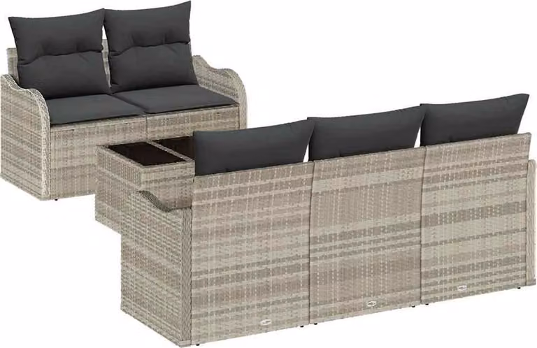 Set Divano da Giardino Grigio chiaro polyrattan
