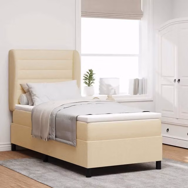 Letto a molle con materasso Crema 80 x 200 cm Tessuto 3340471