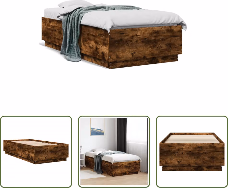 The Living Store struttura letto in rovere fumé 90x190 cm materiale a base di legno
