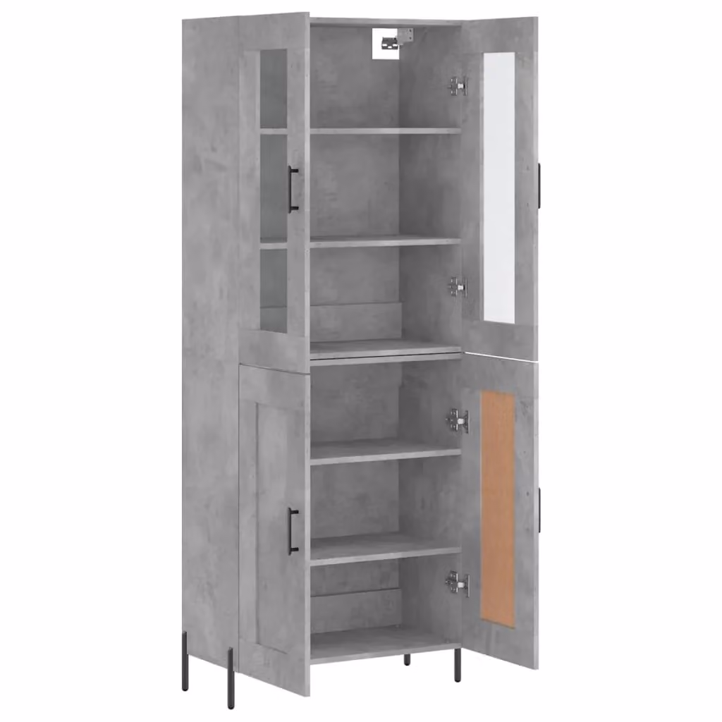 Buffet credenza con cassettiera e ante a battente per cucina e soggiorno, colore grigio, H 180 x L 69,5 x P 34 cm – 2