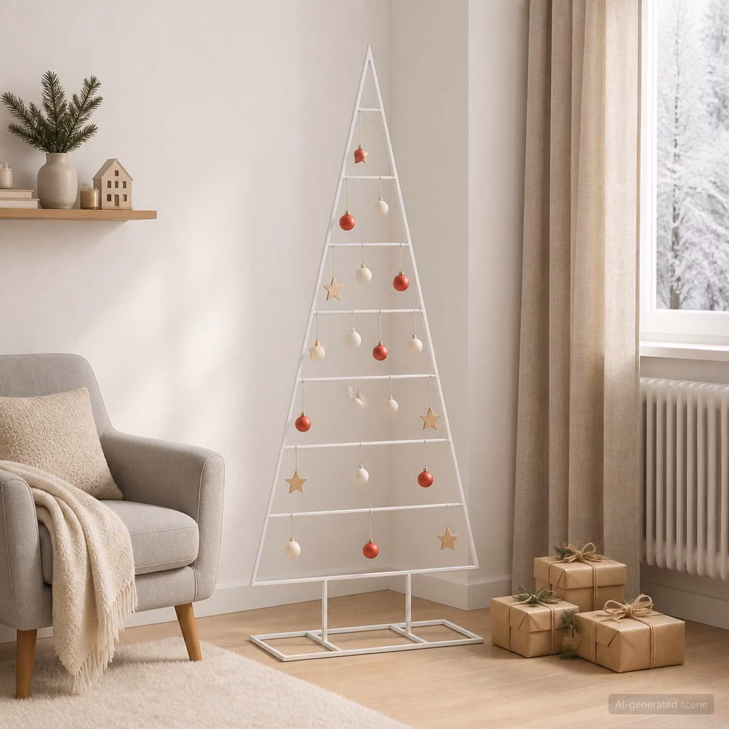 Albero di Natale da tavolo vidaXL KUOPIO in metallo, oro e bianco, Altezza: 125 cm