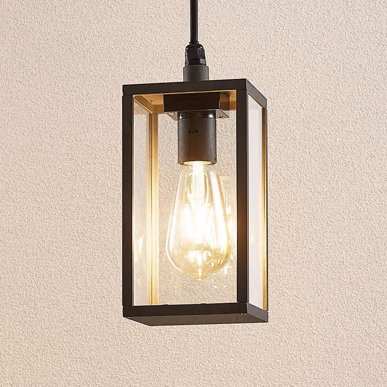 Lindby lampada a sospensione da esterno Filimon, antracite, 22 cm, IP44, E27 Filimon Lindby, dimmerabile, Nero, Alluminio, Moderno