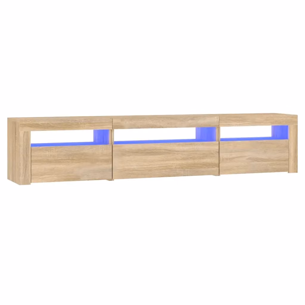 Mobile Porta TV Moderno vidaXL in Rovere con Luci LED Integrate, Marrone, L: 195 cm, P: 35 cm, H: 40 cm – 2