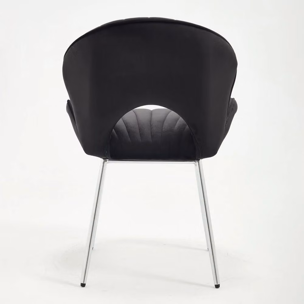 Poltrona Minimal in velluto nera con gambe in metallo per soggiorno, cucina o ufficio – 2