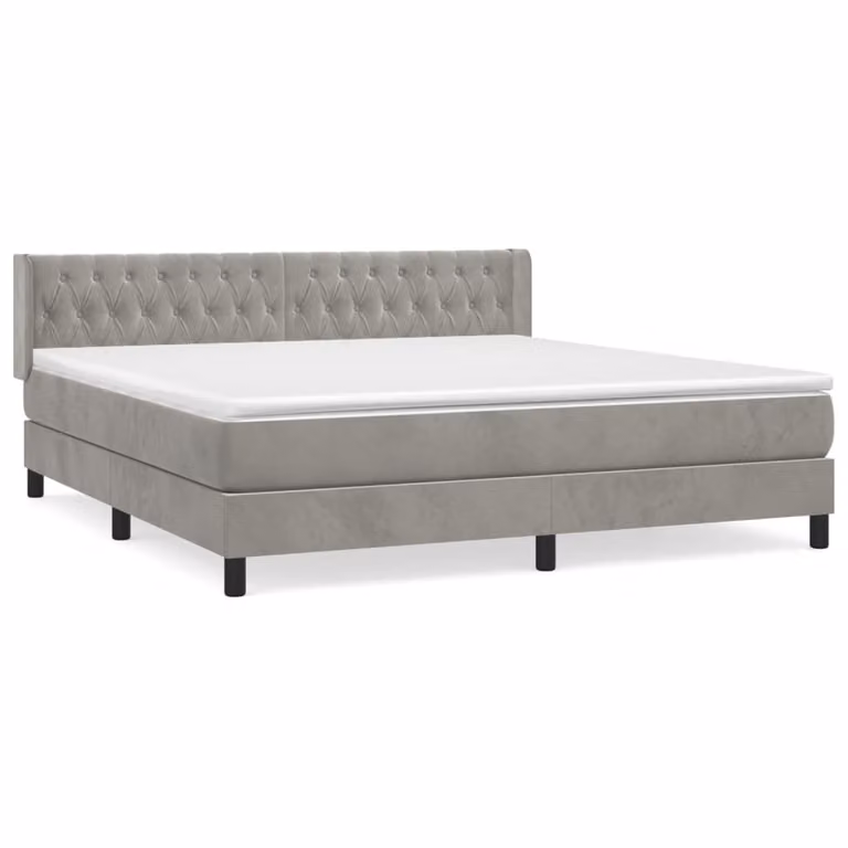 Giroletto a Molle con Materasso Grigio Chiaro 160x200cm Velluto