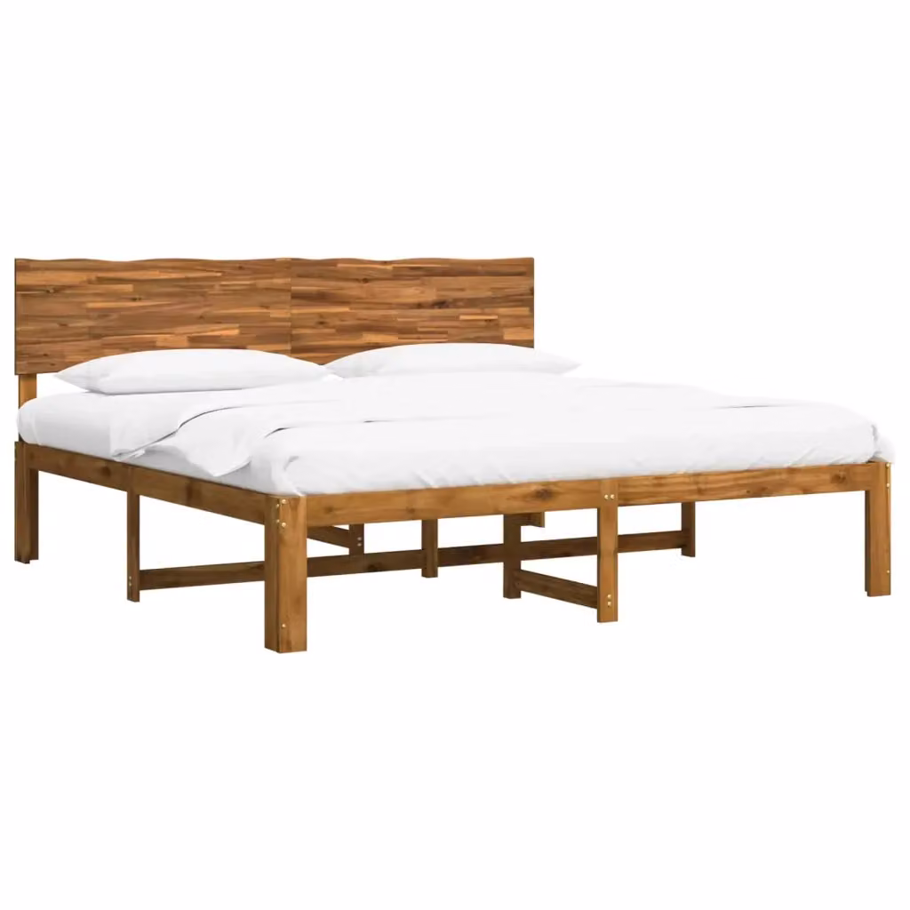 Letto matrimoniale con testiera vidaXL in legno di acacia Naturale L/P: 180 x 200 cm – 2