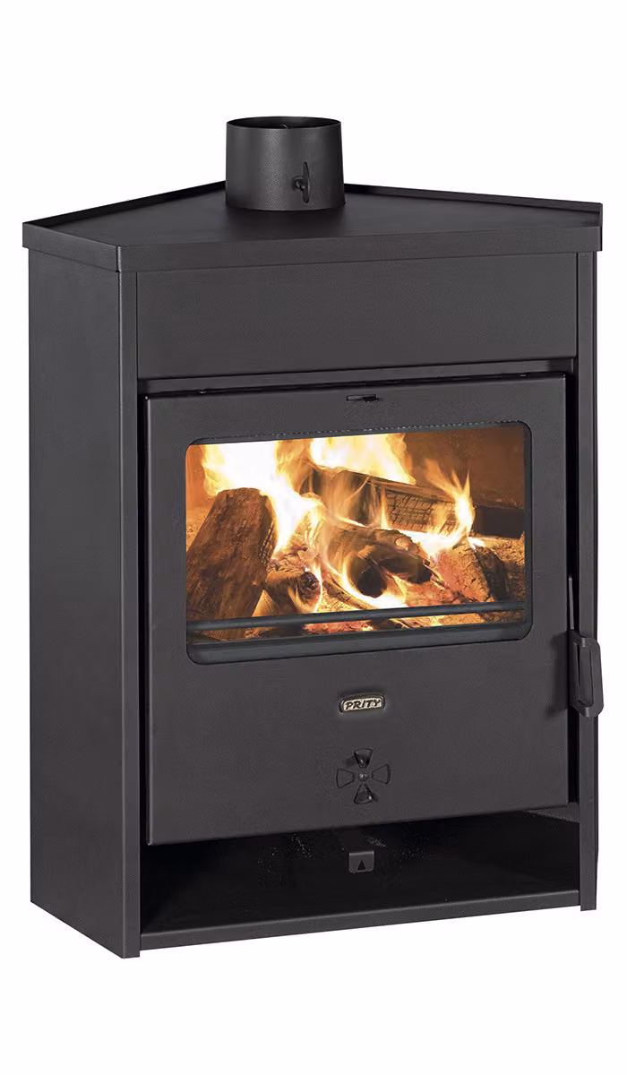 Stufa a legna Prity AM D 12,5 kW - Stufa a legna compatta - Classe di efficienza energetica A - Robusta struttura in acciaio