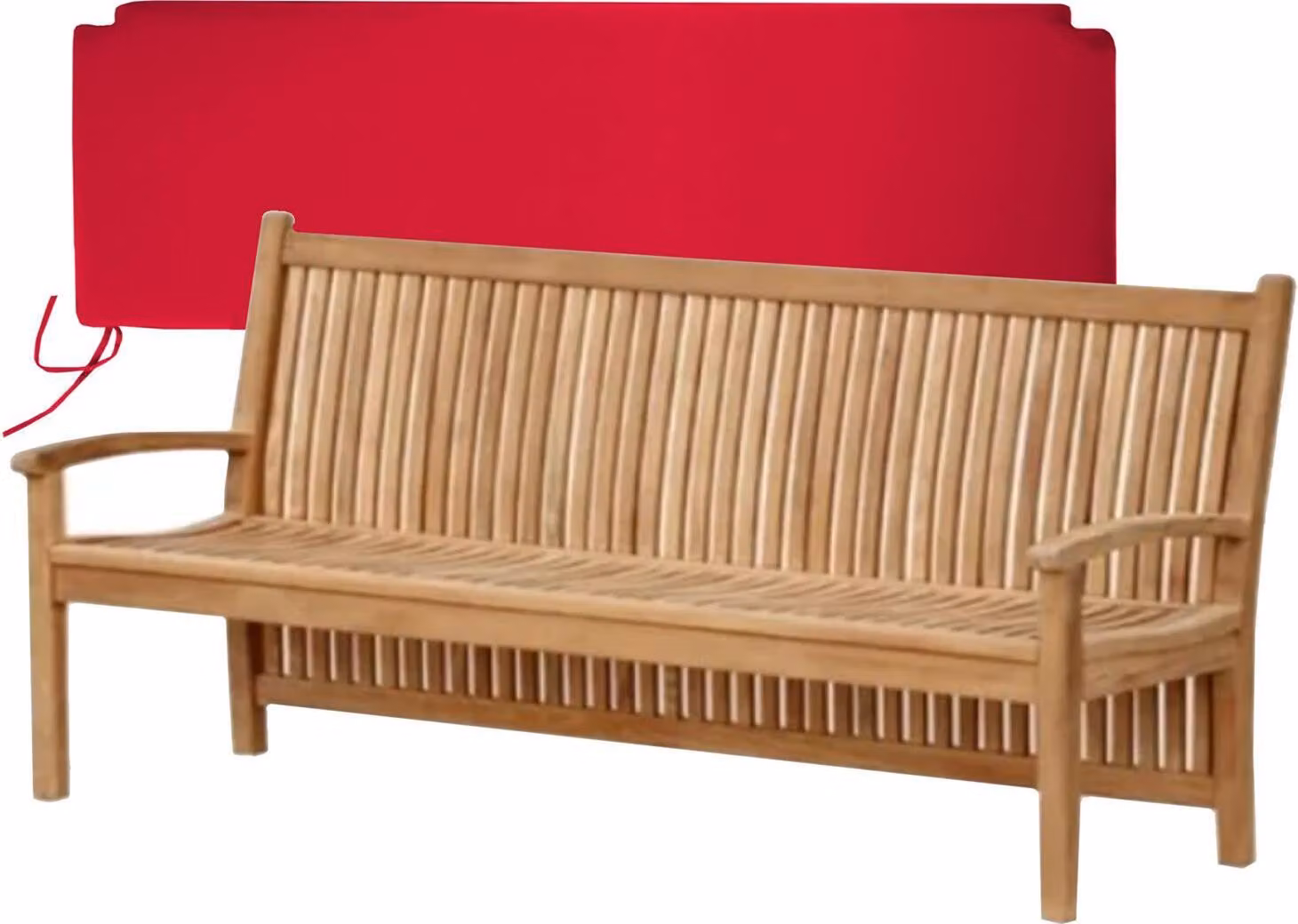 Teakholz Bank Pescara 180cm Massivholz Wetterfest + Sitzkissen Rot