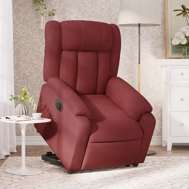 Poltrona Alzapersona Reclinabile Elettrica vidaXL in Tessuto Rosso per Senior – 1