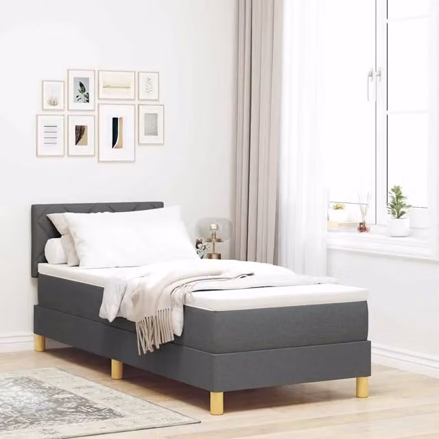 Letto moderno vidaXL in tessuto grigio con illuminazione LED sottostante e porta di ricarica USB, L/P: 80 x 200 cm