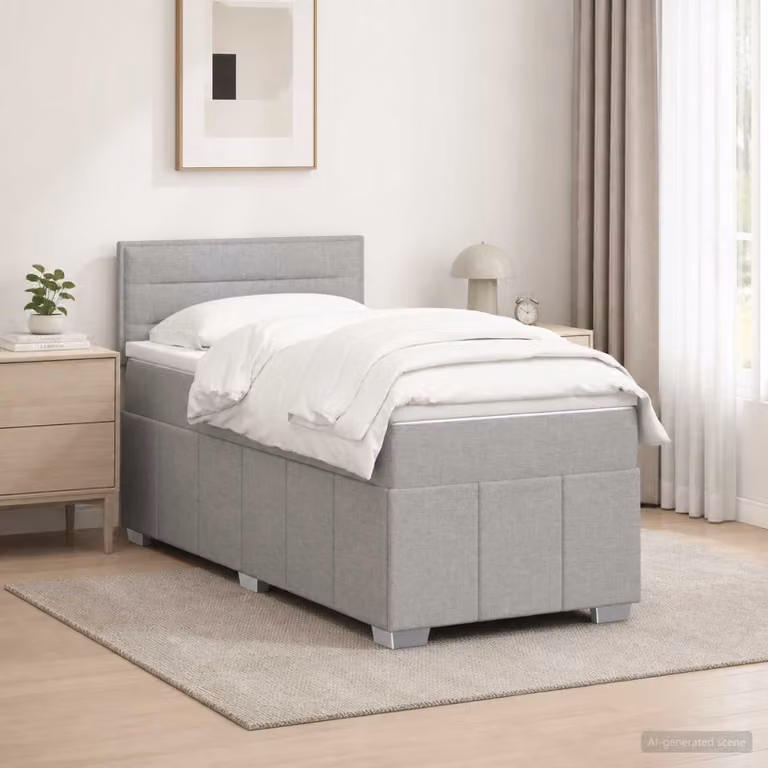 vidaXL Letto box spring con materasso Grigio Chiaro 100 x 200 cm
