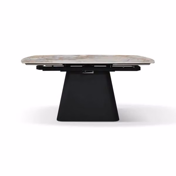 Tavolo PORTO in ceramica, finitura Terranova e base in metallo antracite, allungabile 180×90 – 260×90 cm