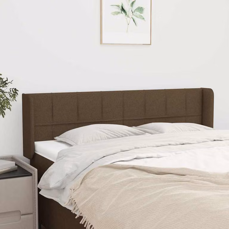 Testiera ad orecchio vidaXL in tessuto marrone scuro L: 147 cm, P: 16 cm, H: 78-88 cm