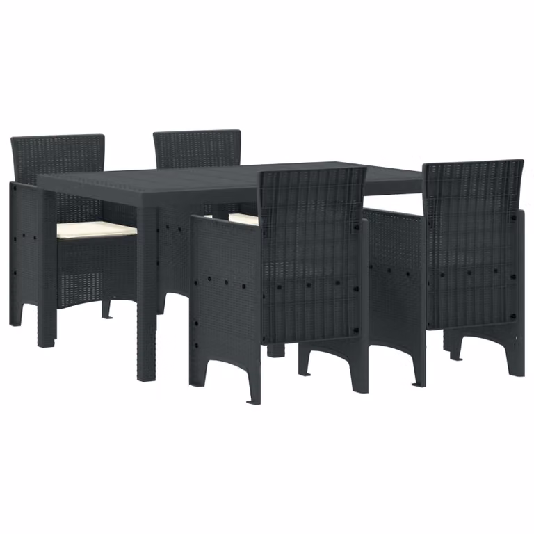 Set da pranzo per giardino vidaXL in 5 pezzi in rattan antracite