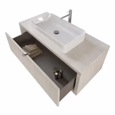 Mobile bagno sospeso Master grigio opaco con lavabo e specchio con illuminazione LED L: 110 cm, P: 50 cm, H: 40 cm – 2