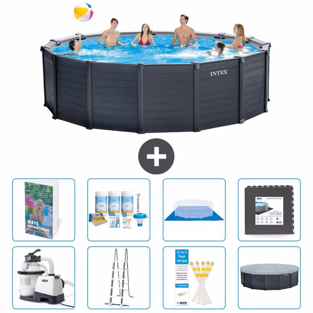 Pannello per piscina in grafite, modello Rund - 478x124 cm - composto da 7 elementi, codice prodotto S581
