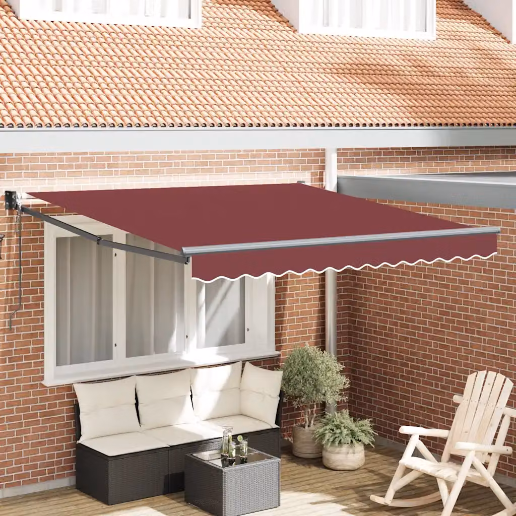 Tenda da Sole Retrattile Automatica con Motore vidaXL, Colore Rosso, L: 300 cm, P: 250 cm