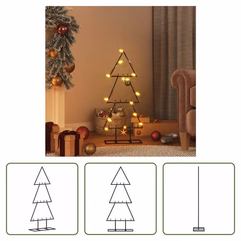 The Living Store Decorazione per albero di Natale in metallo nero 60 cm