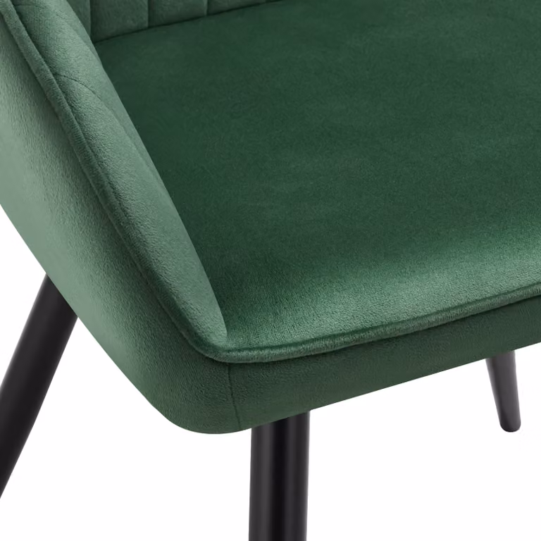 Set di 2 sedie Marilyn TecTake GmbH in velluto trapuntato, colore verde scuro e nero, design moderno per soggiorno o cucina